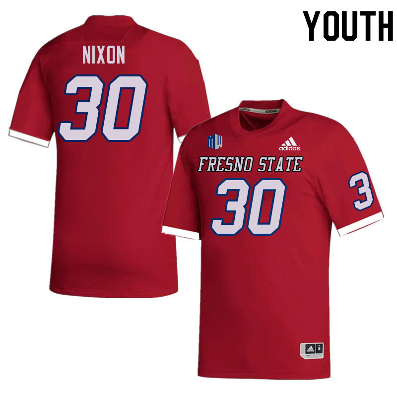 Youth #30 Jace Nixon Fresno State Bulldogs College Football Jerseys Stitched-Red